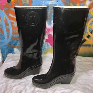 Hunter Champery Black Wedge Rain Boots